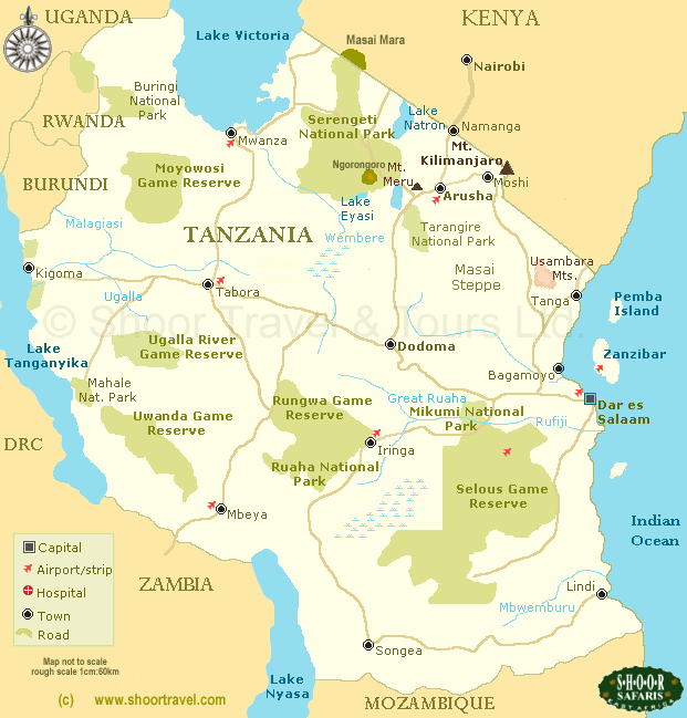 tansania national park karte